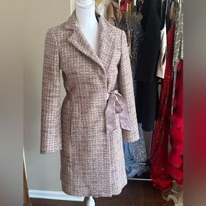 Poleci Tweed Trench Coat with Satin Bow 2 small